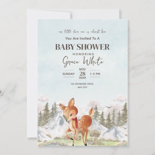 Oh Deer winter Baby shower Woodland Baby shower Kaart (Voorkant)