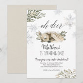 Oh Deer Winter Birthday uitnodiging (Voorkant / Achterkant)