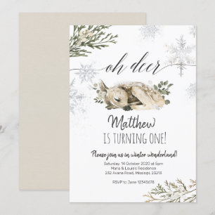 Oh Deer Winter Birthday uitnodiging