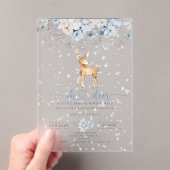 Oh Deer Winter blauw Snow Bow Baby shower Acryl Uitnodigingen (Insitu (Draagbaar))