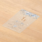 Oh Deer Winter blauw Snow Bow Baby shower Acryl Uitnodigingen (Laagn)