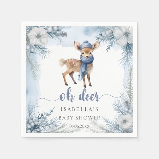 Oh Deer Winter Boy Baby shower servetten (Voorkant)