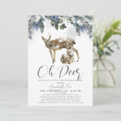 Oh Deer Winter Foliage & Blueberries Baby shower Kaart (Staand voorkant)