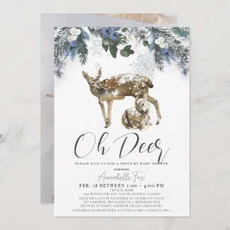 Oh Deer Winter Foliage & Blueberries Baby shower Kaart
