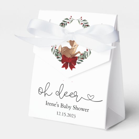 Oh Deer Winter groen Baby shower Bedankdoosjes (Voorkant Zijde)