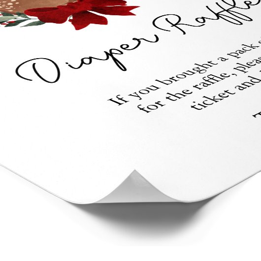 Oh Deer Winter Groen Baby shower Luier Raffle Poster (Hoek)