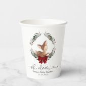 Oh Deer Winter groen Baby shower Papieren Bekers (Achterkant)
