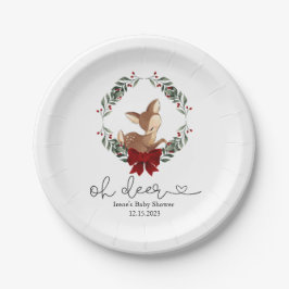Oh Deer Winter groen Baby shower Papieren Bordje