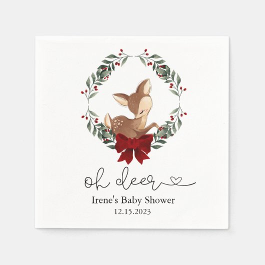 Oh Deer Winter groen Baby shower Servet (Voorkant)