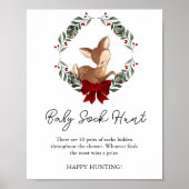 Oh Deer Winter Groen Baby Sock Hunt spel Poster (Voorkant)