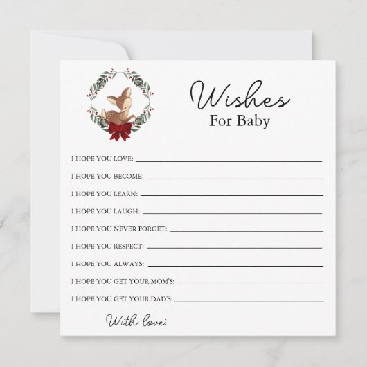 Oh Deer Winter Groene wensen voor Baby Notitiekaartje (Voorkant)