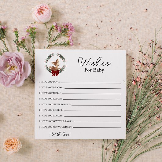 Oh Deer Winter Groene wensen voor Baby Notitiekaartje