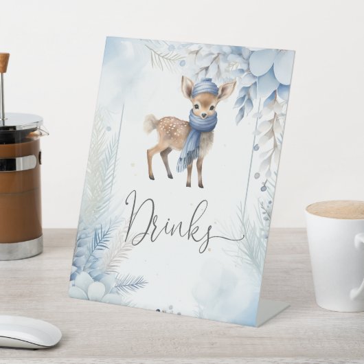 Oh Deer Winter Jongen Baby shower Drinken Reclamebord Met Voetstuk (Insitu)