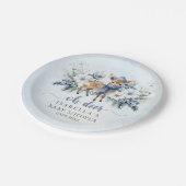 Oh Deer Winter Jongen Blauw Bloemen Baby shower Papieren Bordje (Gekanteld)