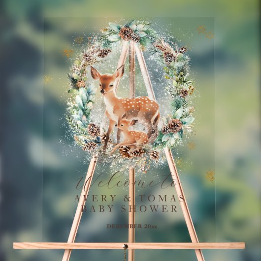 Oh Deer Winter Woodland Baby shower Acryl Bord (Neutraal)