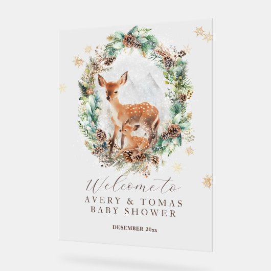 Oh Deer Winter Woodland Baby shower Acryl Bord (Hoek)