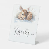 Oh Deer Winter Woodland Baby shower Drinken Reclamebord Met Voetstuk (Voorkant)