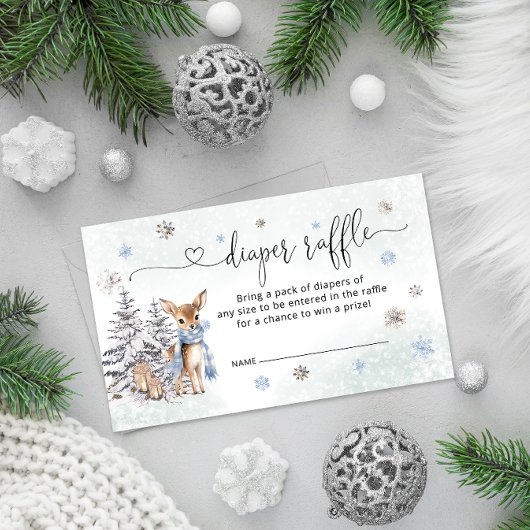 Oh Deer Winter Woodland Baby shower Luier Raffle Informatiekaartje