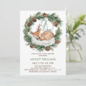 Oh Deer Winter Woodland Baby shower Uitnodiging (Staand voorkant)