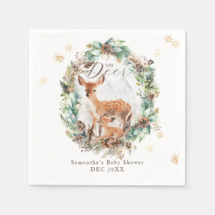Oh Deer Winter Woodland Snow Baby shower Servet