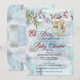 Oh Deer Woodland Animals Baby shower per post Kaart