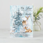 Oh Deer Woodland Animals Winter Boy Baby shower I Kaart (Staand voorkant)