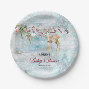 Oh Deer Woodland Animals Winter Boy Baby shower Papieren Bordje