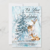 Oh Deer Woodland Animals Winter Holiday Party Kaart (Voorkant)