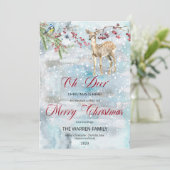 Oh Deer Woodland Animals Winter Merry Kerstry Feestdagenkaart (Staand voorkant)