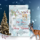 Oh Deer Woodland Animals Winter Merry Kerstry Feestdagenkaart