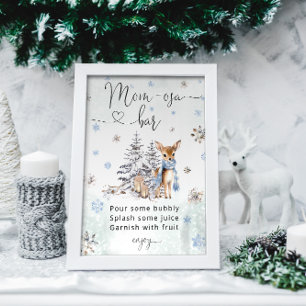 Oh Deer Woodland Animals Winter Mom-osa Bar Poster