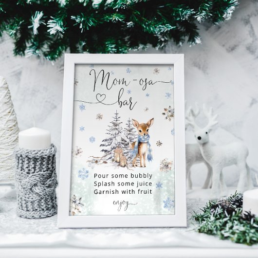 Oh Deer Woodland Animals Winter Mom-osa Bar Poster