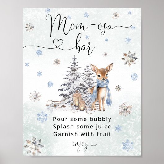 Oh Deer Woodland Animals Winter Mom-osa Bar Poster (Voorkant)