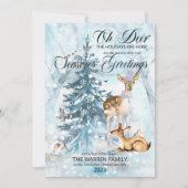 Oh Deer Woodland Animals Winter Seizoensgroeten Feestdagenkaart (Voorkant)