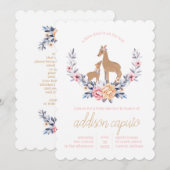 Oh Deer Woodland Baby Girl Douche Uitnodigingen (Voorkant / Achterkant)