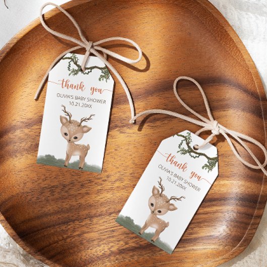 Oh Deer Woodland baby shower bedankt Cadeaulabel