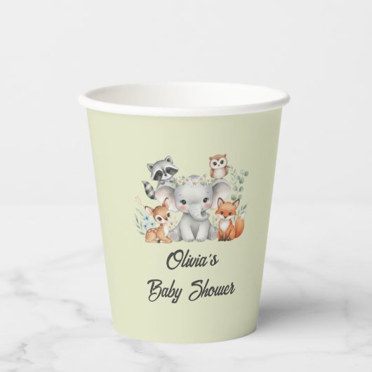 Oh Deer Woodland Baby shower Cups Papieren Bekers (Voorkant)