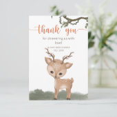 Oh Deer Woodland baby shower dank u Kaart (Staand voorkant)