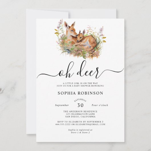 Oh Deer Woodland Baby shower Kaart (Voorkant)