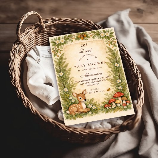 Oh Deer Woodland Baby Shower Kaart