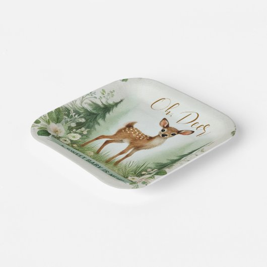 Oh, Deer! Woodland Baby shower Party Papieren Bordje (Gebogen)