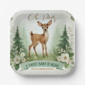 Oh, Deer! Woodland Baby shower Party Papieren Bordje (Voorkant)