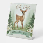 Oh, Deer! Woodland Baby shower Party Reclamebord Met Voetstuk (Voorkant)