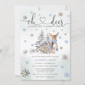 Oh Deer Woodland Blue Baby shower Kaart (Voorkant)