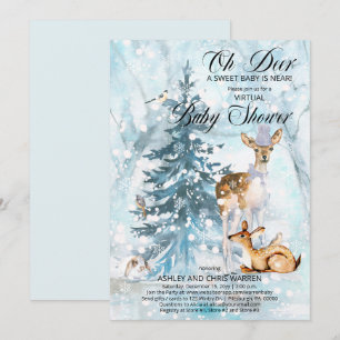 Oh Deer Woodland Dieren Virtual Boy Baby Shower I Kaart