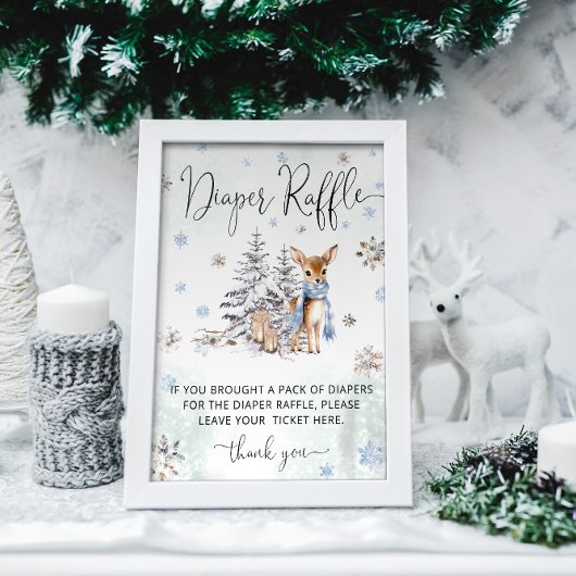 Oh Deer Woodland Dieren Winter Luier Raffle Poster