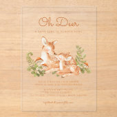 Oh Deer Woodland Forest Baby Shower Acryl Uitnodigingen (Voorkant)