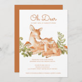 Oh Deer Woodland Forest Baby shower Kaart (Voorkant / Achterkant)