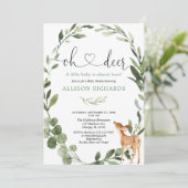 Oh Deer Woodland genderneutraal baby shower Kaart (Staand voorkant)