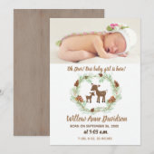 Oh Deer Woodland Natuur Foto geboorteaankondiging Aankondiging (Voorkant / Achterkant)